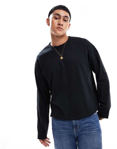 Essential - T-shirt oversize squadrata pesante 240 gsm a maniche lunghe nera - ASOS DESIGN - Modalova