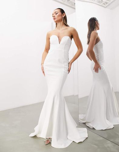 Etta - Vestito da sposa lungo a fascia sagomato in crêpe - ASOS DESIGN - Modalova