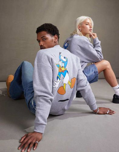 Felpa oversize unisex mélange con stampe Disney di Paperino - ASOS DESIGN - Modalova