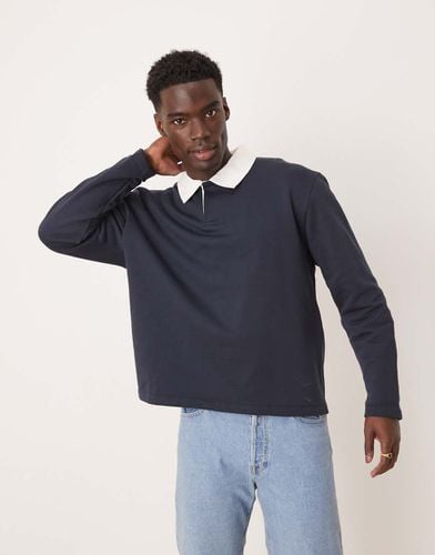 Felpa stile polo oversize con colletto a contrasto - ASOS DESIGN - Modalova