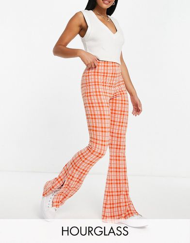 Hourglass - Pantaloni da abito a zampa in jersey con spacchi laterali, colore arancione a quadri - ASOS DESIGN - Modalova
