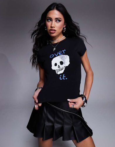 Halloween - T-shirt mini nera con stampa di teschio - ASOS DESIGN - Modalova