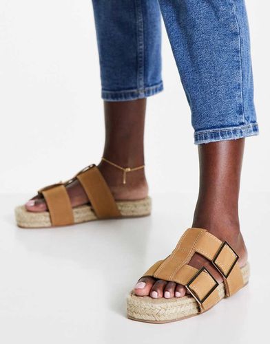 Johannesburg - Sabot stile espadrilles in pelle premium cammello - ASOS DESIGN - Modalova