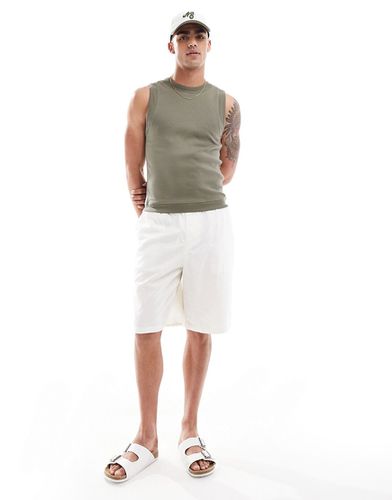 Pantaloncini jorts bianchi in lino - ASOS DESIGN - Modalova