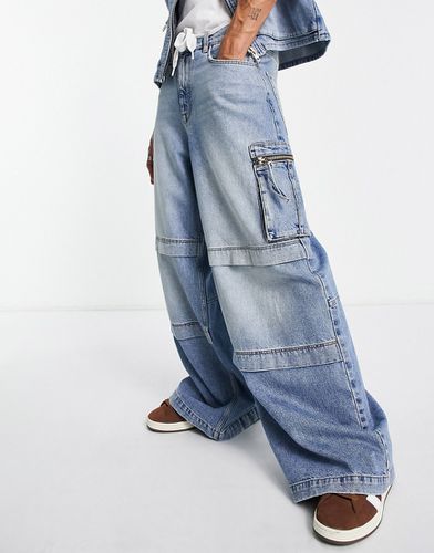 Jeans cargo con fondo molto ampio lavaggio chiaro vintage in coordinato - ASOS DESIGN - Modalova