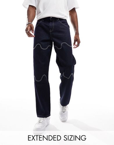 Jeans ampi indaco con pannelli ondulati - ASOS DESIGN - Modalova