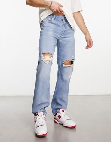 Jeans dritti lavaggio chiaro vintage con strappi - ASOS DESIGN - Modalova