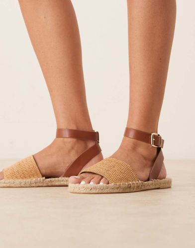Jilly - Sandales style espadrilles en raphia mélangé - Fauve - Asos Design - Modalova