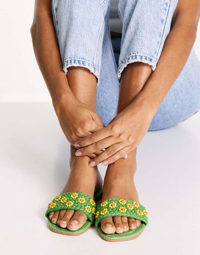 Juicy - Espadrilles stile sabot verdi con perline a forma di fiore - ASOS DESIGN - Modalova