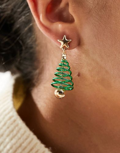 Orecchini pendenti natalizi a forma di albero di Natale - ASOS DESIGN - Modalova