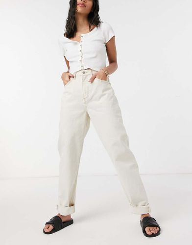 Mom jeans extra larghi in misto cotone écru a vita alta - CREAM - ASOS DESIGN - Modalova