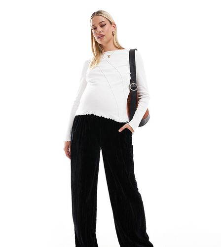 Maternity - Pantaloni neri in velluto stropicciato - ASOS DESIGN - Modalova