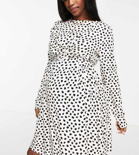 ASOS DESIGN Maternity - Vestito corto avvolgente per allattamento a maniche lunghe con stampa animalier monocromatica - ASOS Maternity - Modalova