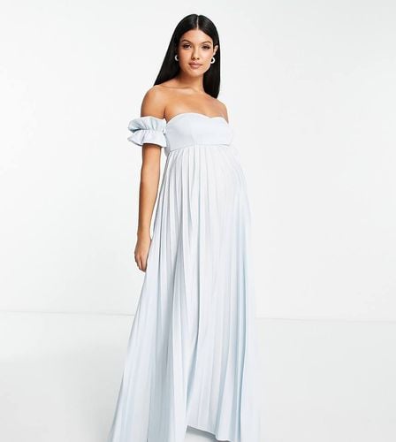 ASOS DESIGN Maternity - Vestito lungo con scollo Bardot a pieghe - ASOS Maternity - Modalova