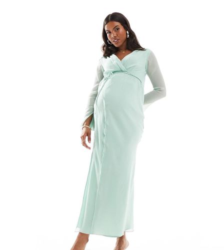 ASOS DESIGN Maternity - Vestito midi avvolgente salvia con cuciture - ASOS Maternity - Modalova