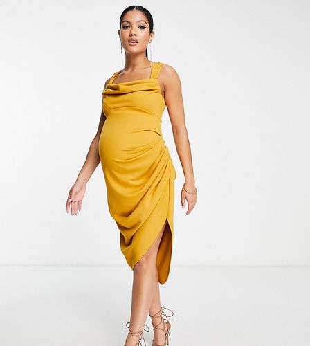 ASOS DESIGN Maternity - Vestito midi longuette color senape con scollo ad anello - ASOS Maternity - Modalova