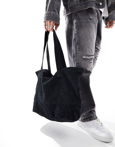 Maxi borsa in tessuto a coste nera - ASOS DESIGN - Modalova