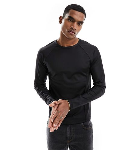 Maglietta a maniche lunghe attillata nera con cuciture - ASOS DESIGN - Modalova