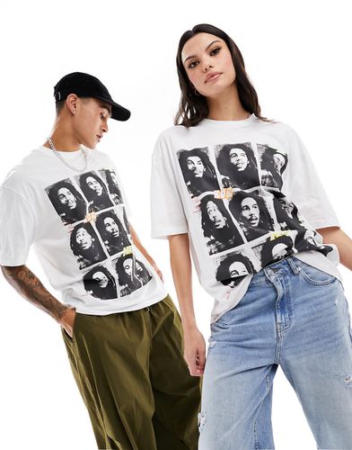 Maglietta unisex oversize bianca con cappuccio e stampa di Bob Marley - ASOS DESIGN - Modalova