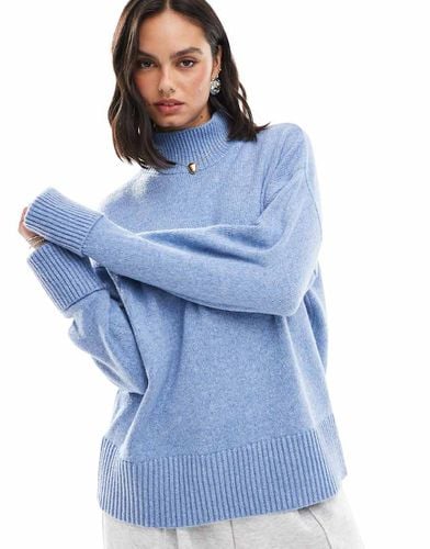 Maglione accollato blu con polsini risvoltati - ASOS DESIGN - Modalova