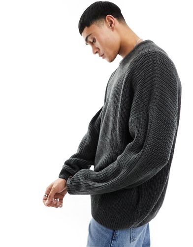 Maglione vestibilità comoda antracite in maglia a coste stile pescatore - ASOS DESIGN - Modalova