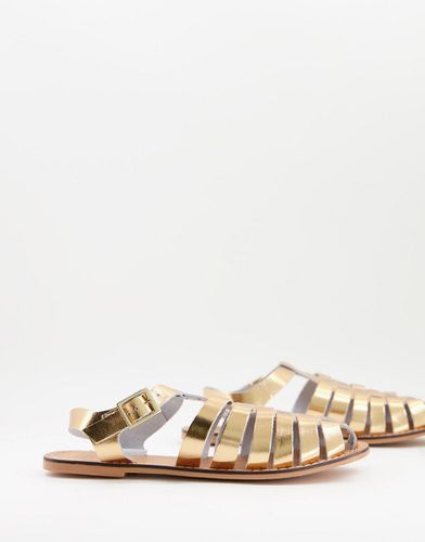 Marina - Scarpe basse stile pescatore in pelle metallico - ASOS DESIGN - Modalova