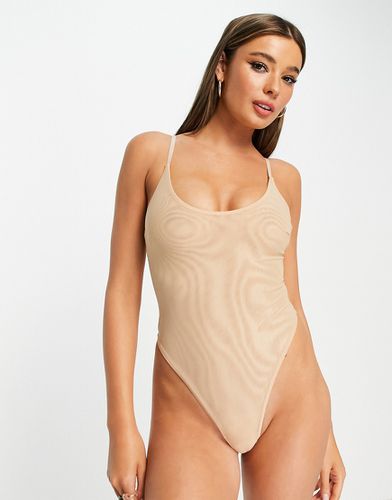 Mila - Body modellante in rete beige - ASOS DESIGN - Modalova