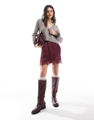 Minigonna bordeaux con orlo in pizzo - ASOS DESIGN - Modalova