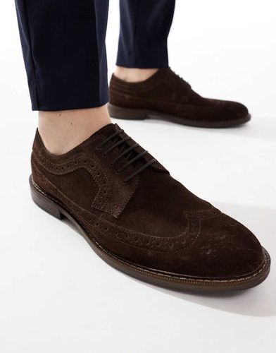 Scarpe brogue stringate in camoscio scuro - ASOS DESIGN - Modalova