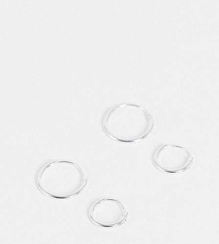 Set di orecchini a cerchio in sterling da 12 mm e 9 mm - ASOS DESIGN - Modalova