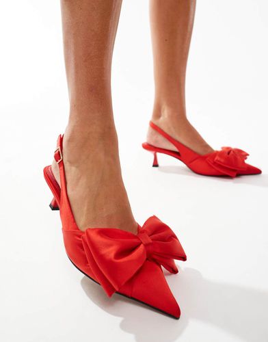 Secret - Scarpe con tacchetto a spillo rosse con fiocco e cinturino posteriore - ASOS DESIGN - Modalova