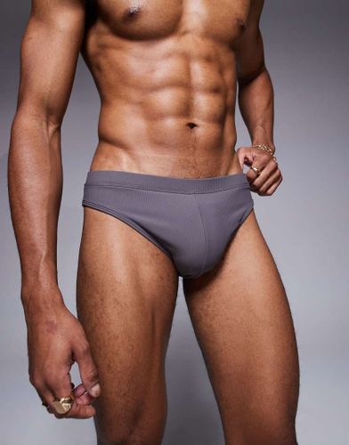 Slip de bain texturé - Anthracite - Asos Design - Modalova