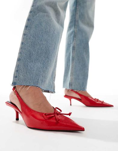 Sriracha - Scarpe con tacco medio rosse con fiocco e cinturino posteriore - ASOS DESIGN - Modalova