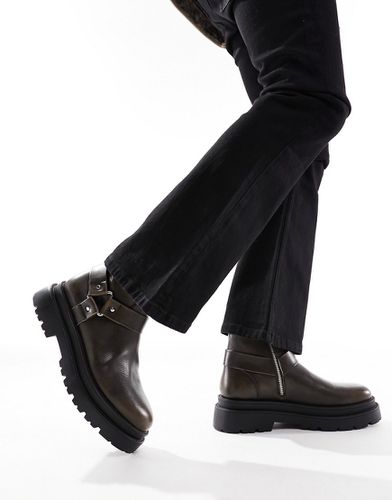 Stivali western stile chelsea marroni con dettaglio argento - ASOS DESIGN - Modalova