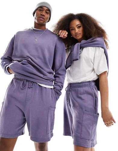 Pantaloncini oversize unisex viola slavato con tasche cargo in coordinato - ASOS DESIGN - Modalova