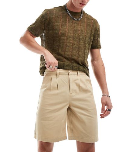 Pantaloncini chino con doppia piega beige - ASOS DESIGN - Modalova