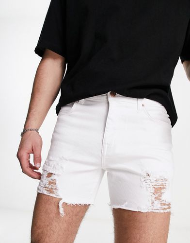 Pantaloncini di jeans taglio corto bianchi con strappi - ASOS DESIGN - Modalova