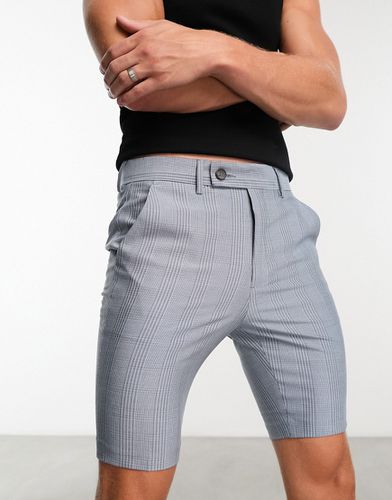 Pantaloncini super skinny eleganti azzurri a quadri Principe di Galles - ASOS DESIGN - Modalova