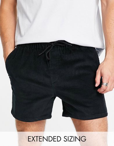 Pantaloncini slim taglio corto neri in velluto a coste - ASOS DESIGN - Modalova