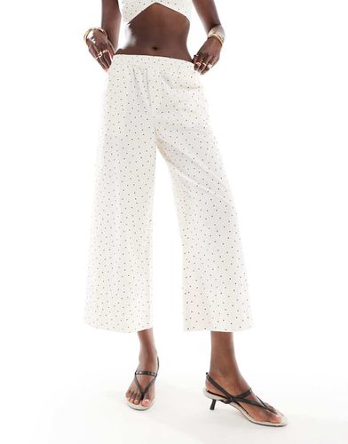 Pantaloni bianchi a pois in popeline in coordinato - ASOS DESIGN - Modalova