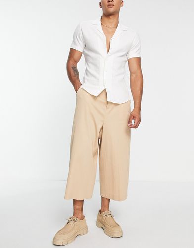 Pantaloni culotte eleganti con fondo molto ampio color pietra stropicciato - ASOS DESIGN - Modalova