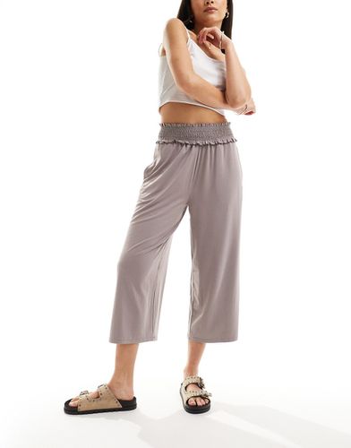 Pantaloni culotte taglio corto color kaki ardesia con vita arricciata - ASOS DESIGN - Modalova