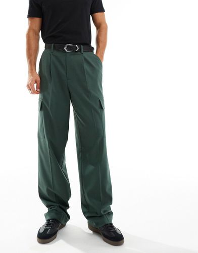 Pantaloni cargo eleganti a fondo ampio verdi - ASOS DESIGN - Modalova