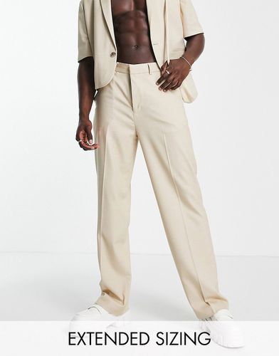 Pantaloni da abito a fondo ampio écru con micro texture - ASOS DESIGN - Modalova