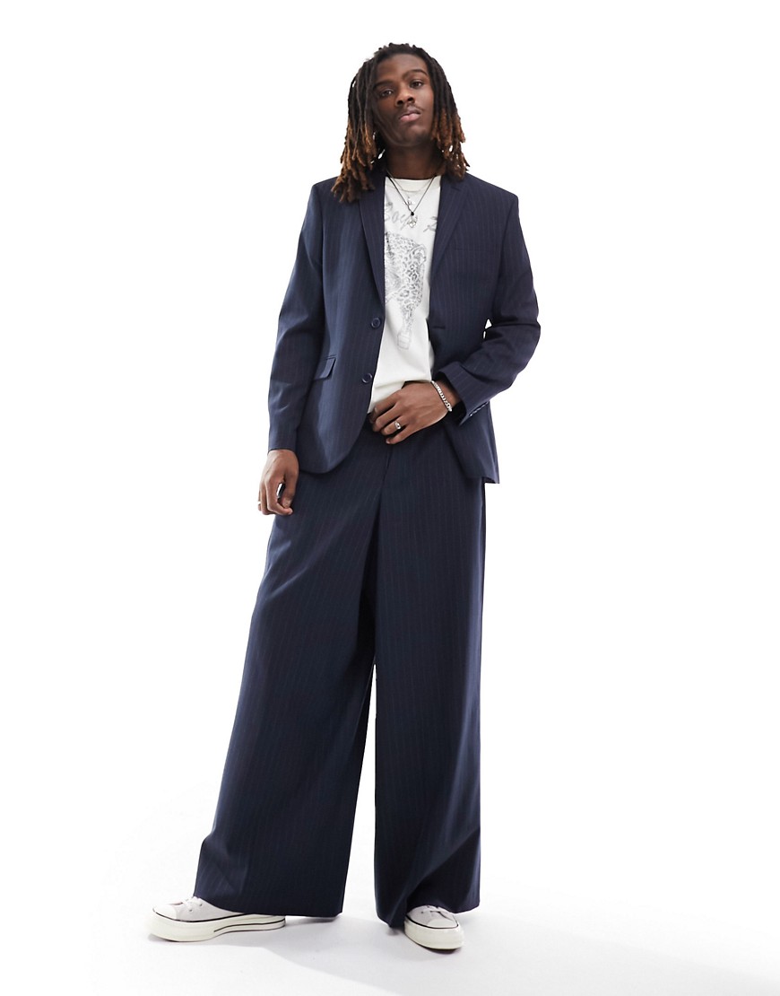 Pantaloni da abito a fondo super ampio gessato - ASOS DESIGN - Modalova