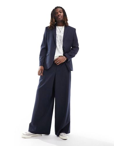 Pantaloni da abito a fondo super ampio gessato - ASOS DESIGN - Modalova