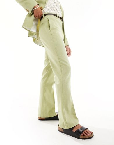 Pantaloni da abito a zampa a vita alta in misto lana salvia - ASOS DESIGN - Modalova