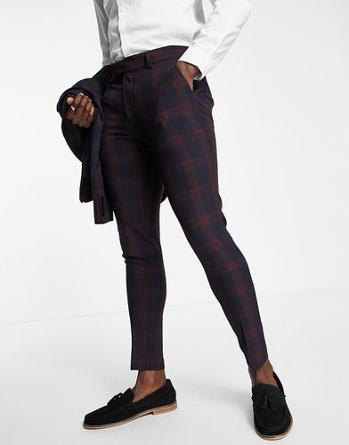 Pantaloni da abito super skinny bordeaux con motivo scozzese Blackwatch - ASOS DESIGN - Modalova