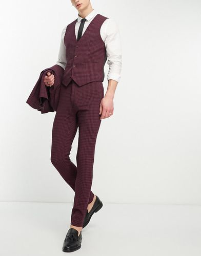 Pantaloni da abito skinny bordeaux a quadretti - ASOS DESIGN - Modalova