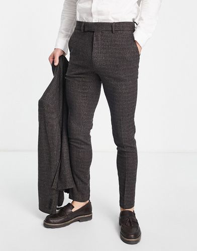 Pantaloni da abito skinny in misto lana a quadretti marroni - ASOS DESIGN - Modalova